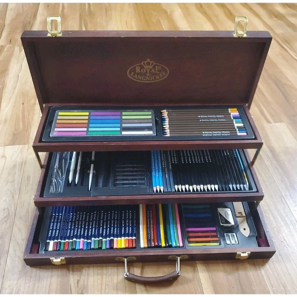 Deluxe Sketching Drawing Set Royal Langnickel Pastels Pencils With Case